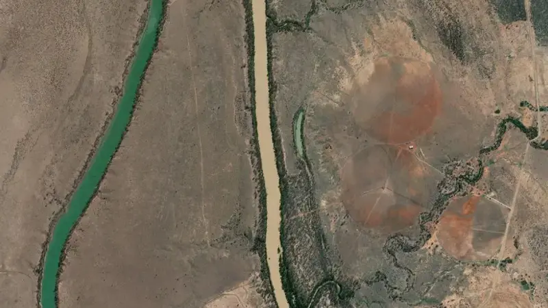 Satellite view of Tartrus Weir reservoir, Queensland, Australia