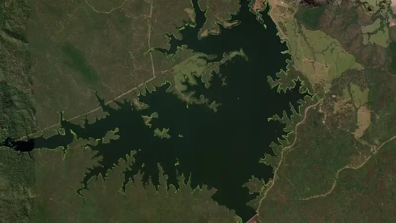 Satellite view of Teemburra reservoir, Queensland, Australia