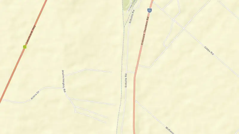 Road map of Theodore Weir reservoir, Queensland, Australia