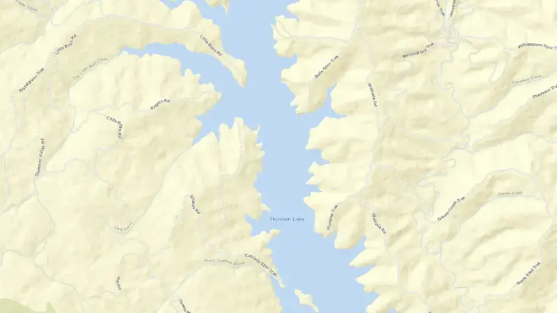 Road map of Thomson reservoir, Victoria, Australia