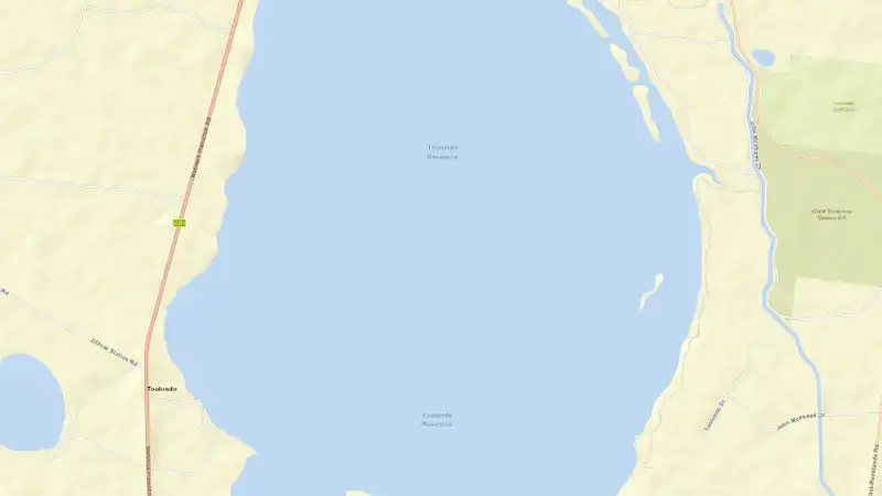 Road map of Toolondo Reservoir reservoir, Victoria, Australia