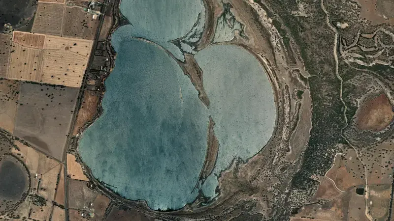Satellite view of Toolondo Reservoir reservoir, Victoria, Australia