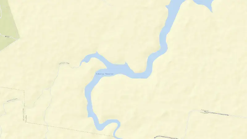 Road map of Tullaroop Reservoir reservoir, Victoria, Australia