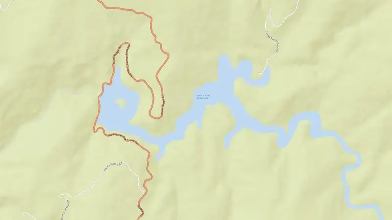 Road map of Tumut Pond reservoir, New South Wales, Australia
