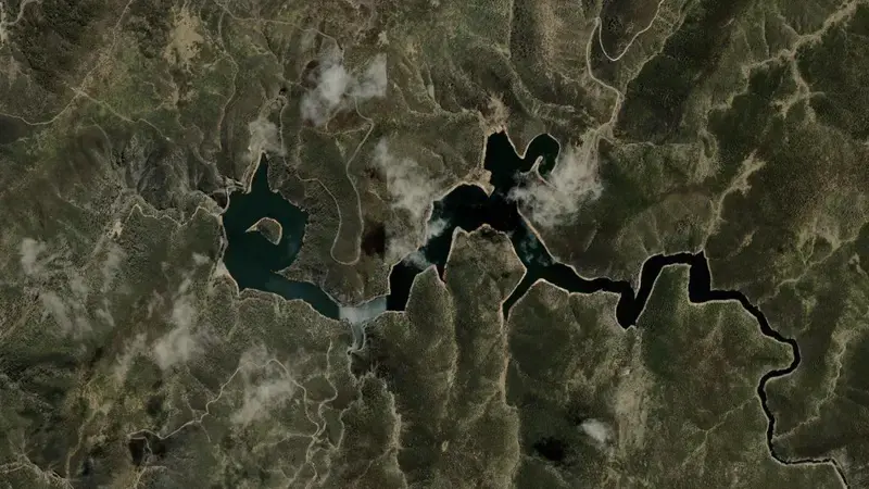 Satellite view of Tumut Pond reservoir, New South Wales, Australia