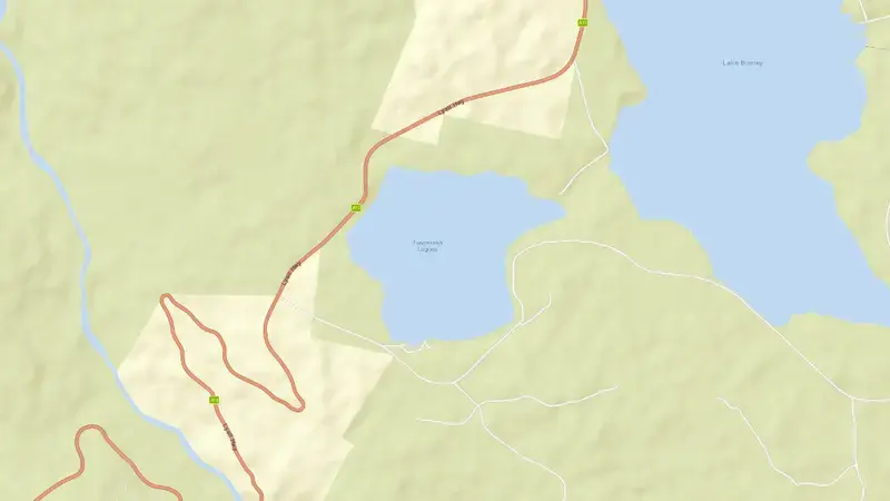Road map of Tungatinah Lagoon reservoir, Tasmania, Australia