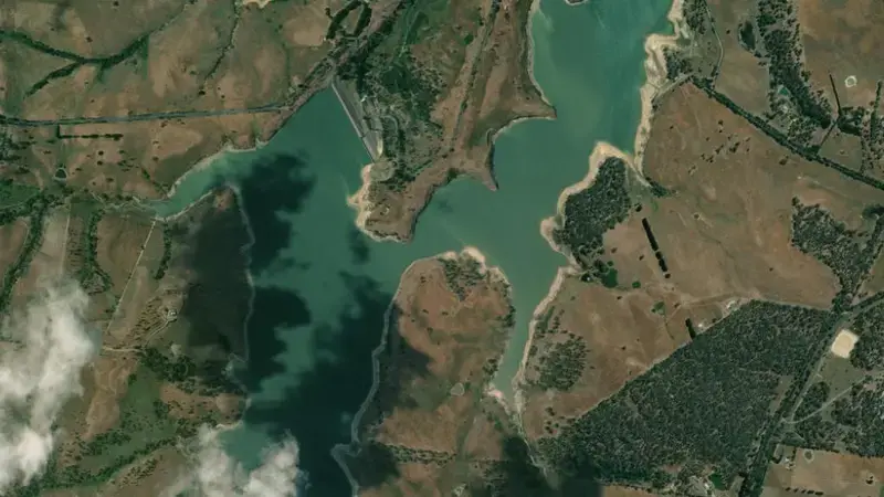 Satellite view of Upper Coliban reservoir, Victoria, Australia