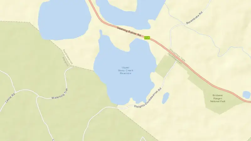 Road map of Upper Stony Creek No. 1 reservoir, Victoria, Australia