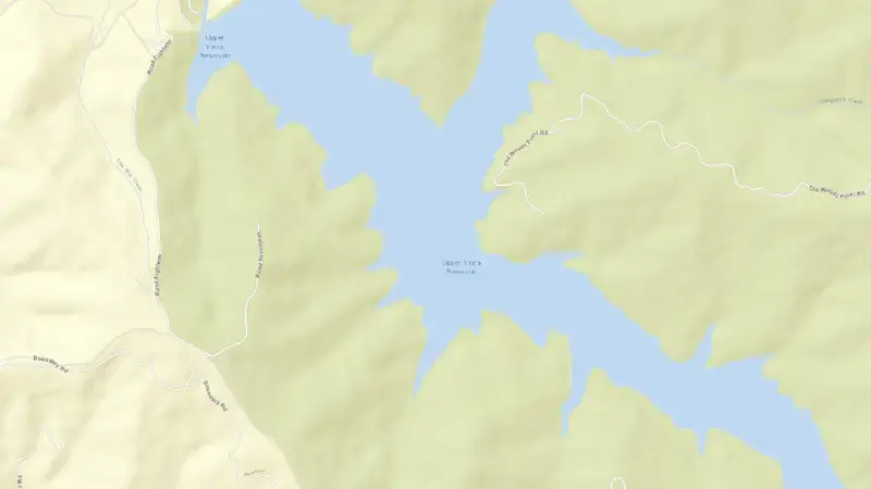 Road map of Upper Yarra reservoir, Victoria, Australia