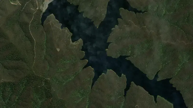 Satellite view of Upper Yarra reservoir, Victoria, Australia