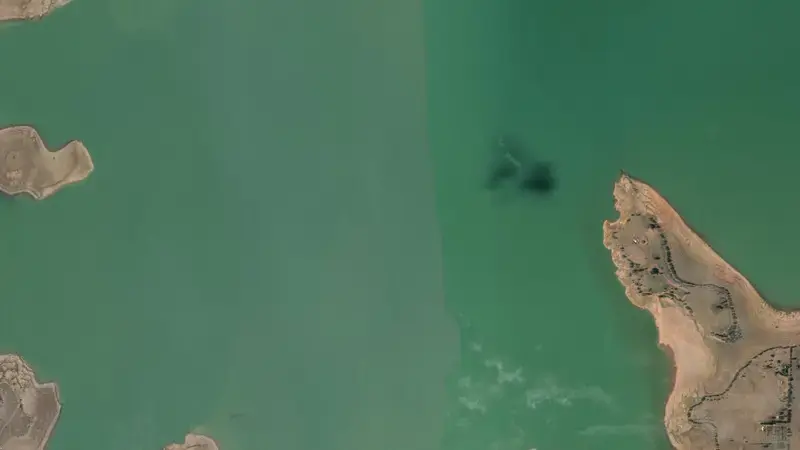 Satellite view of Waranga Basin reservoir, Victoria, Australia