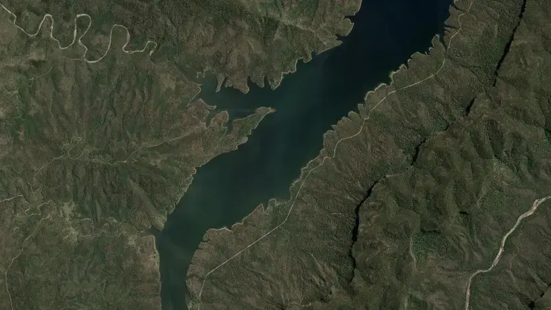 Satellite view of Warragamba reservoir, New South Wales, Australia