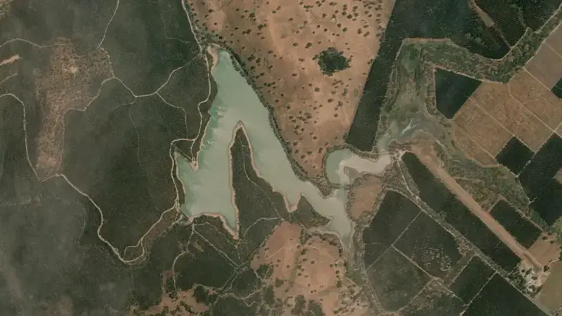 Satellite view of Warren reservoir, South Australia, Australia