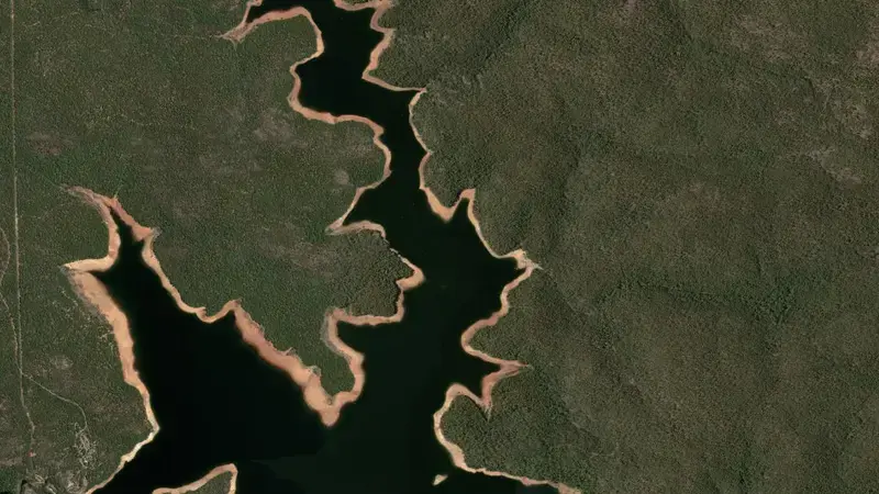 Satellite view of Wellington reservoir, Western Australia, Australia