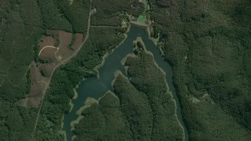 Satellite view of West Barwon Reservoir reservoir, Victoria, Australia