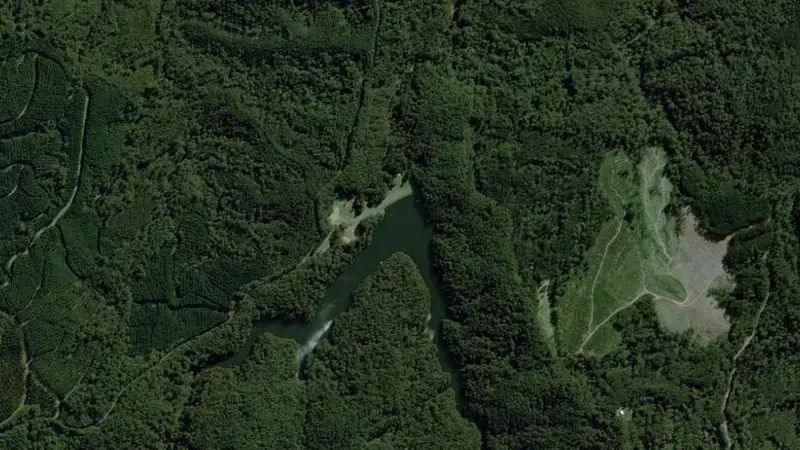 Satellite view of West Gellibrand Reservoir reservoir, Victoria, Australia
