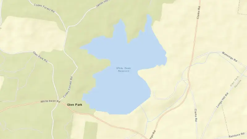 Road map of White Swan reservoir, Victoria, Australia