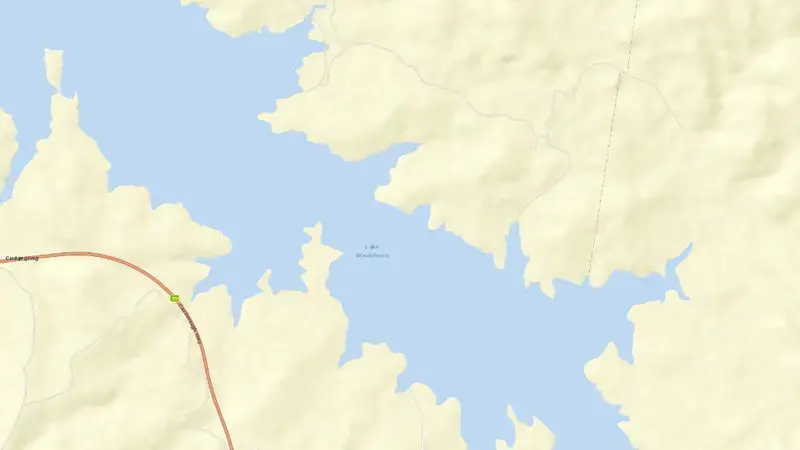 Road map of Windamere reservoir, New South Wales, Australia