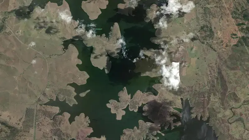 Satellite view of Wivenhoe reservoir, Queensland, Australia