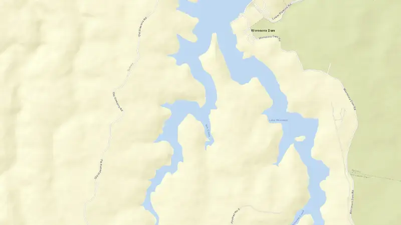 Road map of Woronora reservoir, New South Wales, Australia