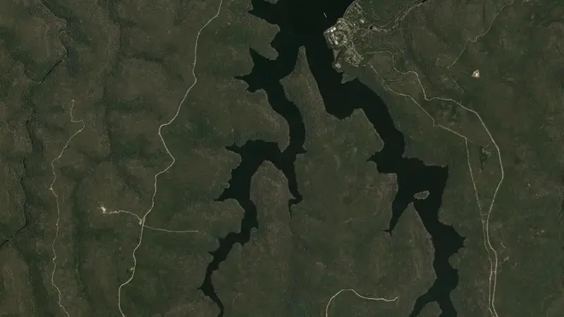 Satellite view of Woronora reservoir, New South Wales, Australia