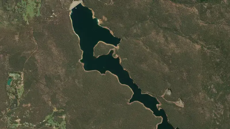 Satellite view of Wungong reservoir, Western Australia, Australia