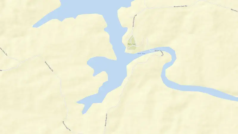 Road map of Wuruma reservoir, Queensland, Australia