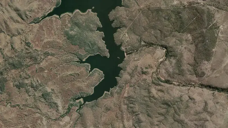 Satellite view of Wuruma reservoir, Queensland, Australia