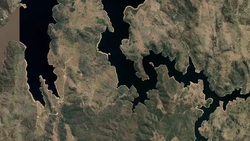 Satellite view of Wyangala reservoir, New South Wales, Australia