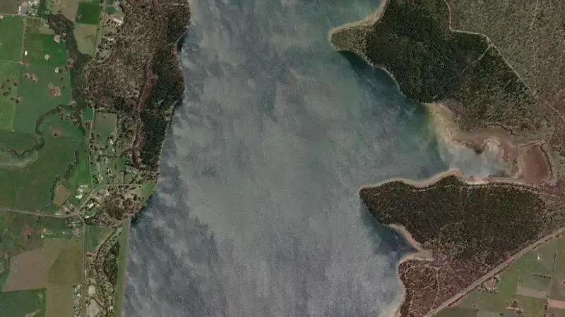 Satellite view of Yan Yean reservoir, Victoria, Australia