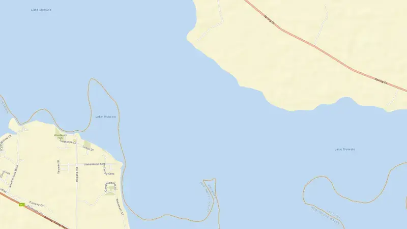 Road map of Yarrawonga Weir reservoir, New South Wales and Victoria, Australia