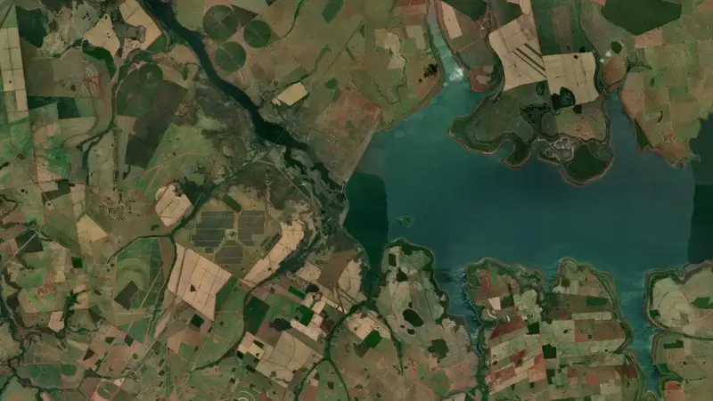 Satellite view of A. VERMELHA reservoir, São Paulo, Brazil