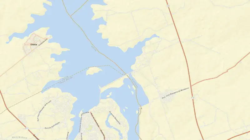 Road map of APOLONIO SALES reservoir, Alagoas, Brazil