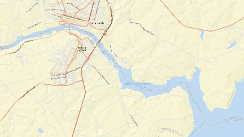Road map of B. BONITA reservoir, São Paulo, Brazil