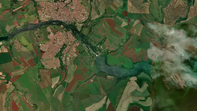 Satellite view of B. BONITA reservoir, São Paulo, Brazil