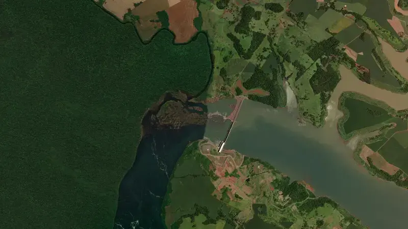 Satellite view of BAIXO IGUACU reservoir, Paraná, Brazil