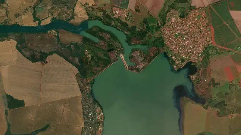 Satellite view of C. DOURADA reservoir, Minas Gerais, Brazil