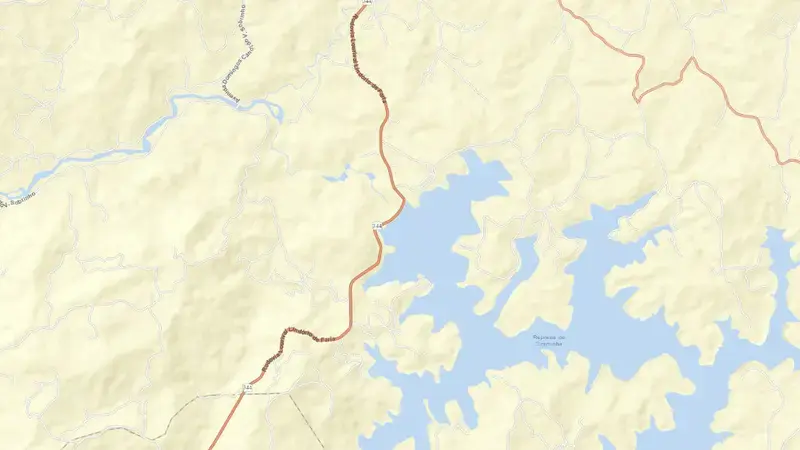 Road map of CACONDE reservoir, São Paulo, Brazil