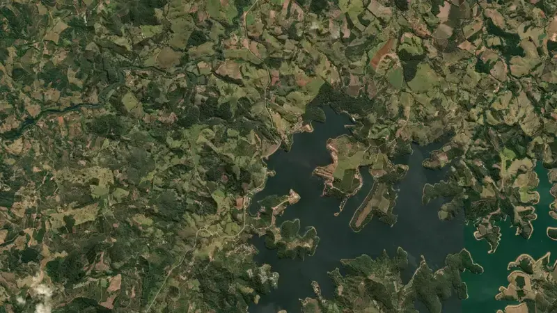 Satellite view of CACONDE reservoir, São Paulo, Brazil