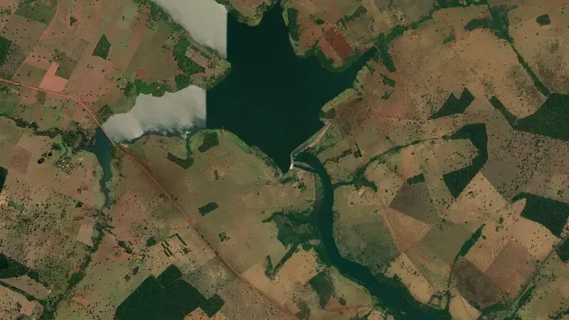 Satellite view of CACU reservoir, Goiás, Brazil