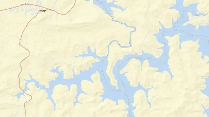 Road map of CAMARGOS reservoir, Minas Gerais, Brazil