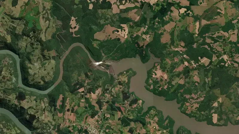 Satellite view of CAMPOS NOVOS reservoir, Santa Catarina, Brazil