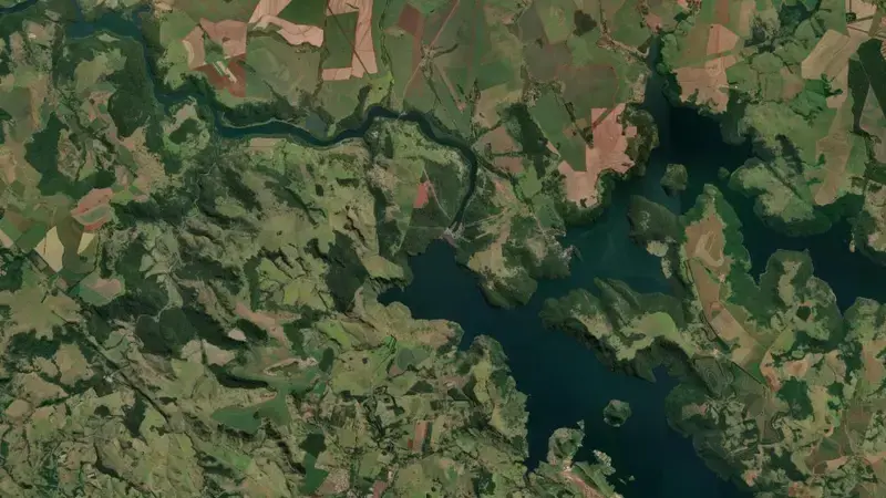 Satellite view of CHAVANTES reservoir, São Paulo, Brazil