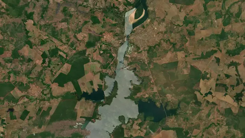 Satellite view of ESTREITO reservoir, Tocantins, Brazil