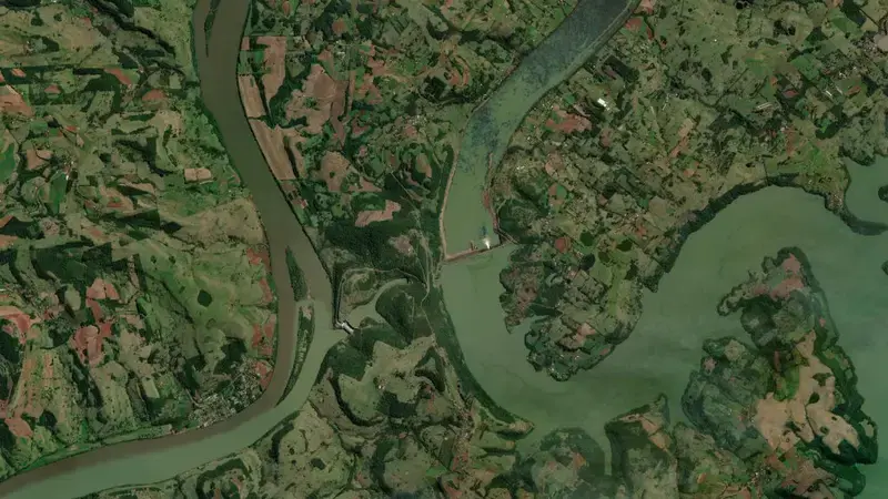 Satellite view of FOZ CHAPECO reservoir, Rio Grande do Sul, Brazil
