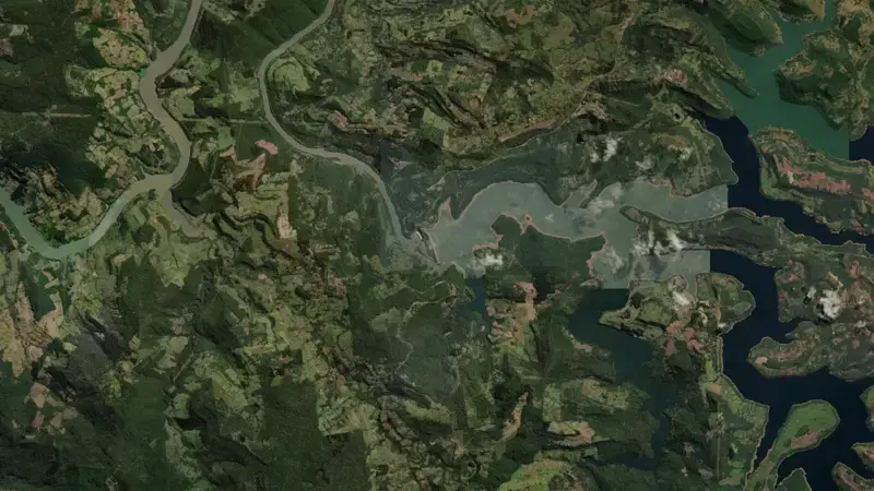 Satellite view of G. B. MUNHOZ reservoir, Paraná, Brazil