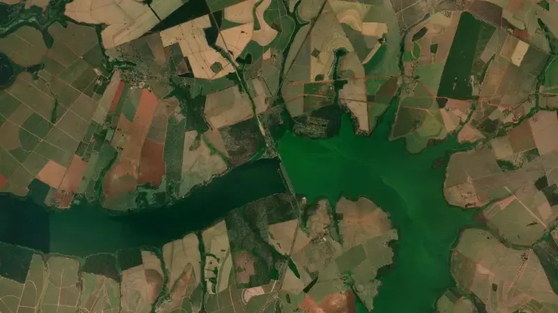 Satellite view of IBITINGA reservoir, São Paulo, Brazil