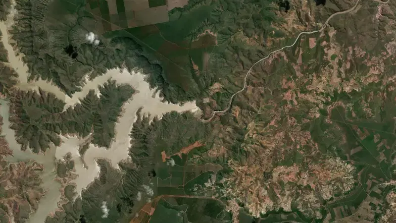 Satellite view of IRAPE reservoir, Minas Gerais, Brazil