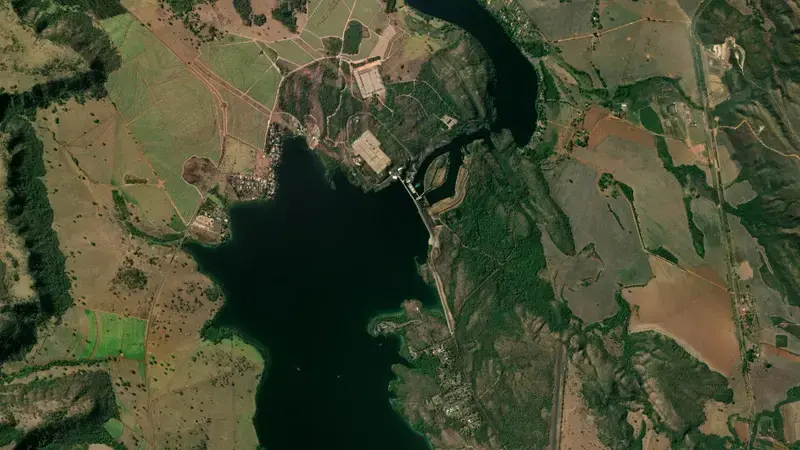 Satellite view of JAGUARA reservoir, Minas Gerais, Brazil