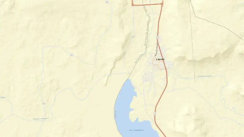 Road map of LAJEADO reservoir, Tocantins, Brazil